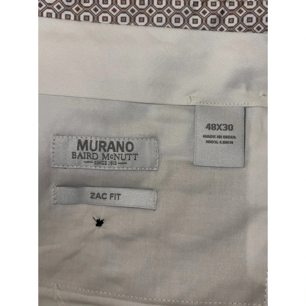 NWT Murano Big Man Zac Classic Fit Baird McNutt Linen Pants 48x30 Tan Cuffed